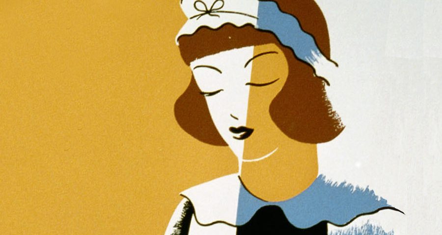 A woman with a hat on her head.
